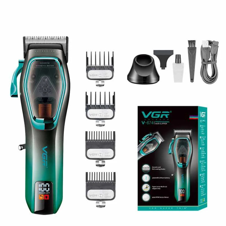 ماشین اصلاح وی جی آر V-674 | موتور 9000 دور، تیغه DLC و باتری 3000mAh