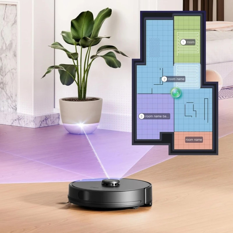 جارو رباتیک یورکا مدل E6 Plus با مکش 5000 پاسکال، LiDAR و تخلیه خودکار